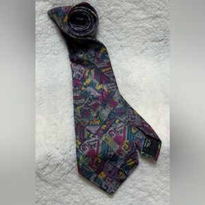 Austin Grey Men’s Necktie 100% Silk Abstract Purple & Blue 62”x4” Made in Italy